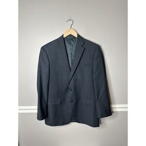 Ralph Lauren Men's Suit Blazer Sz 40 R Wool Glen Plaid Navy 2 Button‎ Dbl Lapel